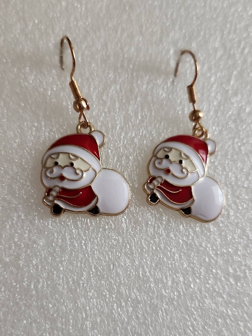 Hand Crafted Red and White Santa Claus Drop Earrings